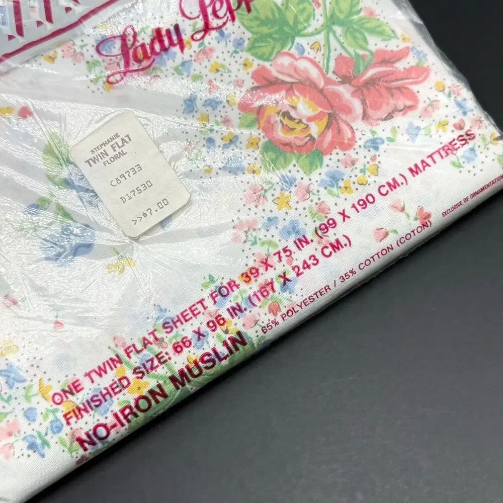 Vintage Twin Flat Sheet Floral Galleria Lady Pepperel Stephanie No Iron Muslin